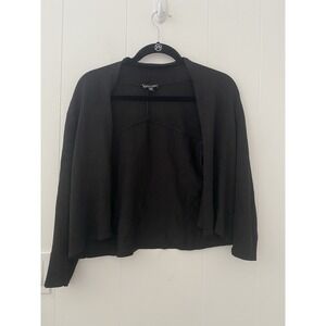 Eileen Fisher Black Viscose Italian Yarn Cropped Cardigan Jacket XS